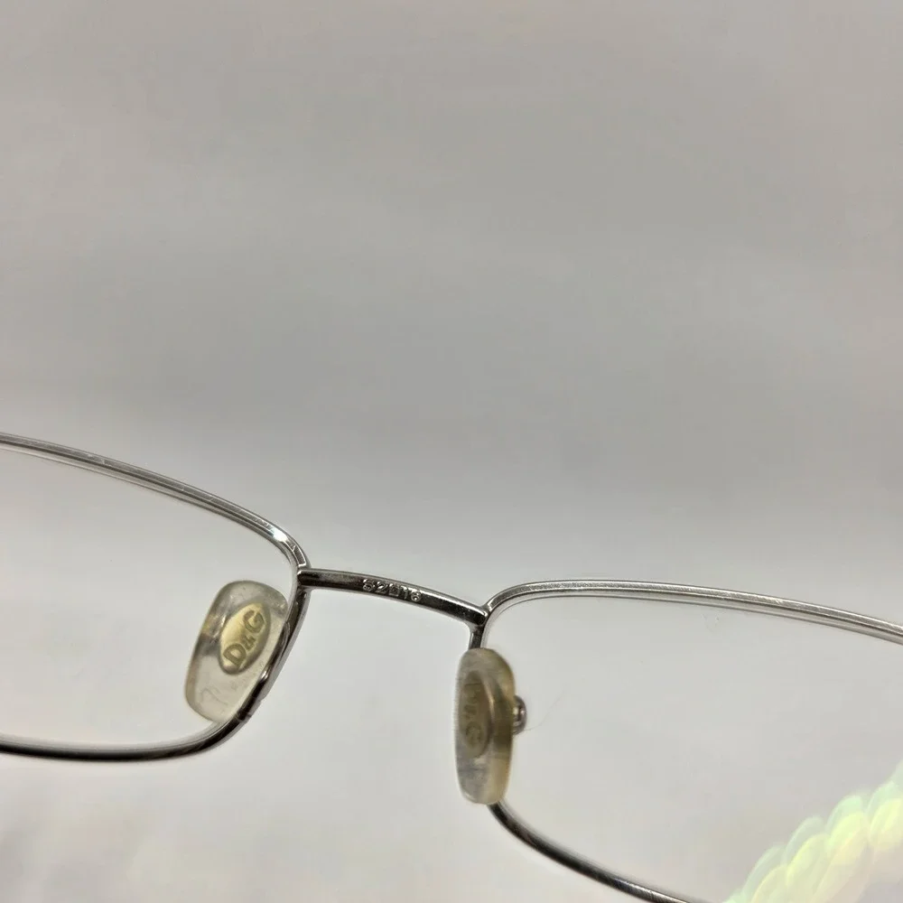 D&G Dolce & Gabbana 5037 101 Silver Pink‎ Rectangular Frames 52-16-135 Y2K Vtg